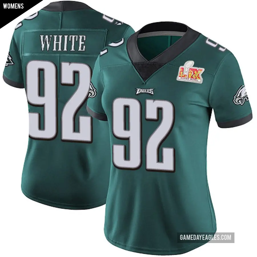 Women's Philadelphia Eagles ＃92 Reggie White Green Limited Midnight Team Color Vapor Untouchable Super Bowl LIX Jersey