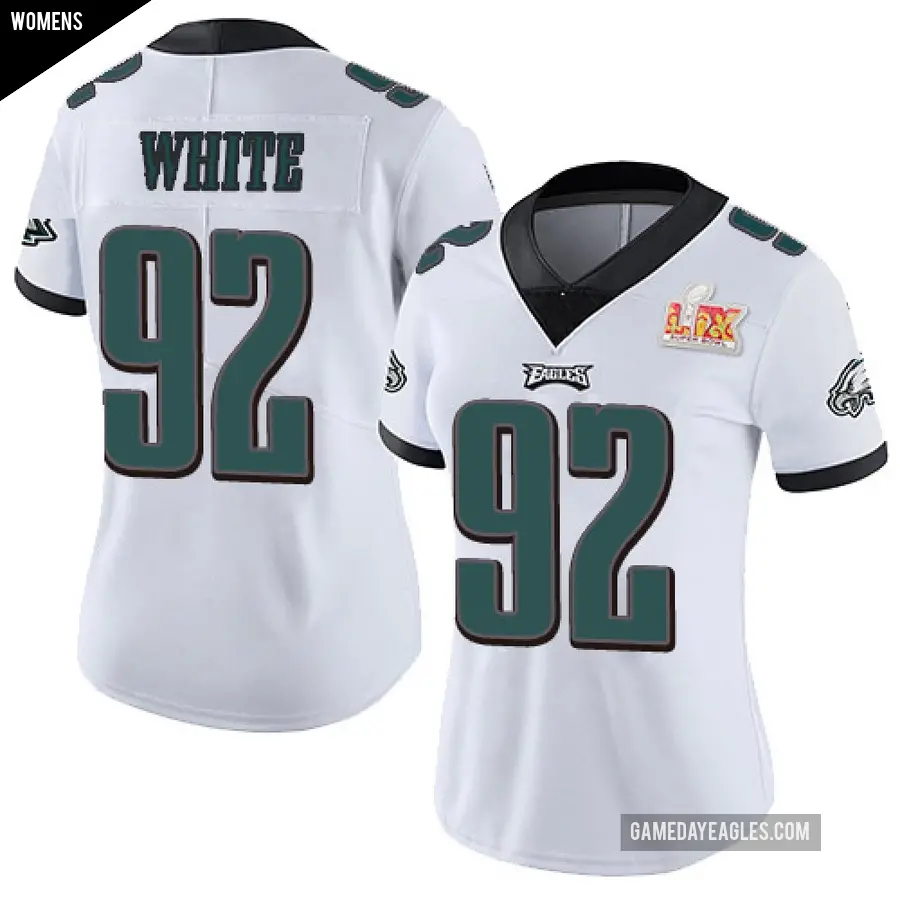 Women's Philadelphia Eagles ＃92 Reggie White White Limited Vapor Untouchable Super Bowl LIX Jersey