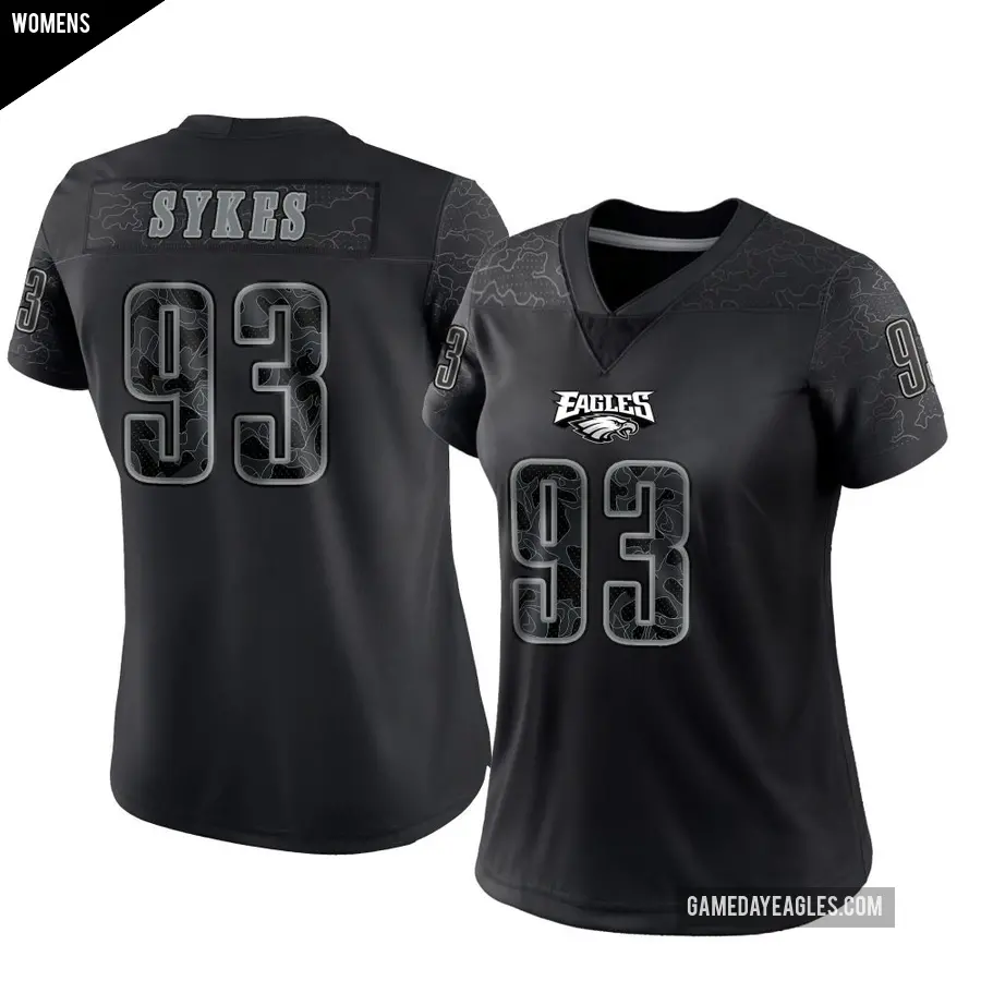 Women's Philadelphia Eagles ＃93 Jacob Sykes Black Limited Reflective Jersey