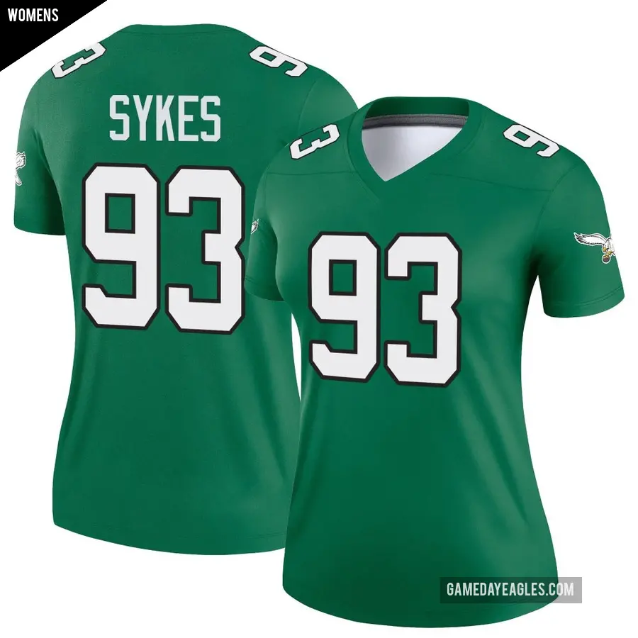Women's Philadelphia Eagles ＃93 Jacob Sykes Green Legend Kelly Alternate Jersey