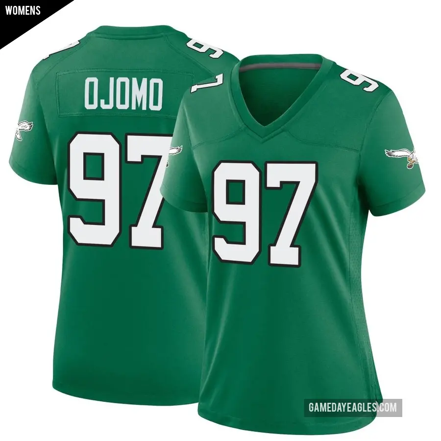 Women's Philadelphia Eagles ＃97 Moro Ojomo Green Game Kelly Alternate Jersey