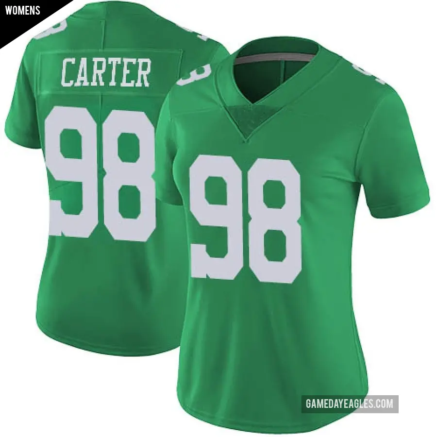 Women's Philadelphia Eagles ＃98 Jalen Carter Green Limited Vapor Untouchable Jersey