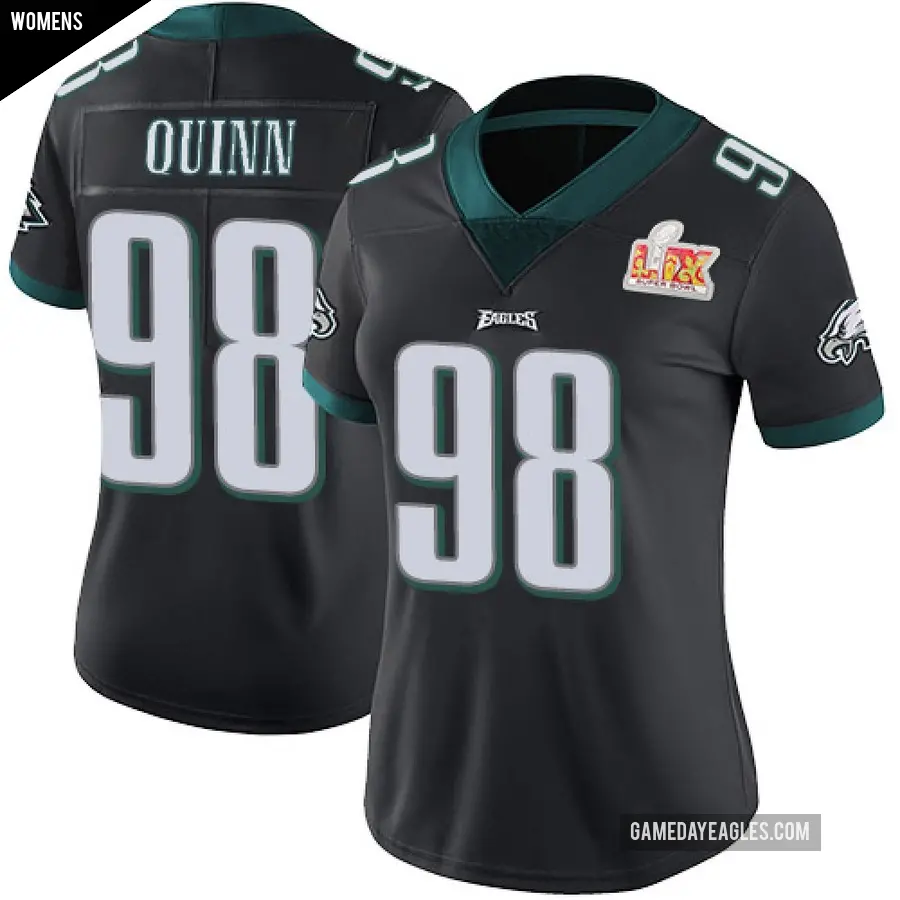 Women's Philadelphia Eagles ＃98 Robert Quinn Black Limited Alternate Vapor Untouchable Super Bowl LIX Jersey
