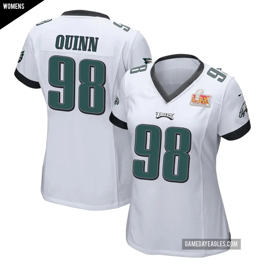 Women's Philadelphia Eagles ＃98 Robert Quinn White Game Super Bowl LIX Jersey