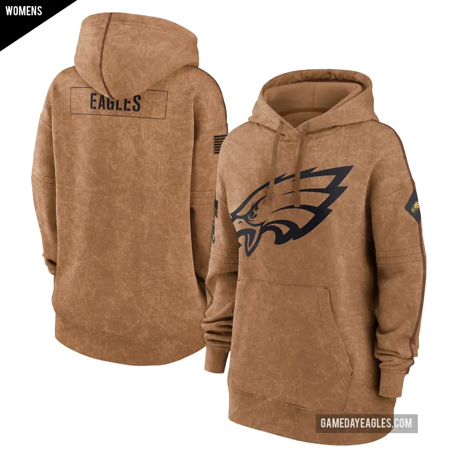 Women's Philadelphia Eagles Brown 2023 Salute to Service Pullover Hoodie