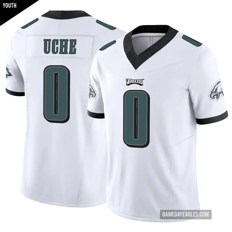 Youth Philadelphia Eagles ＃0 Joshua Uche White Limited Vapor F.U.S.E. Jersey