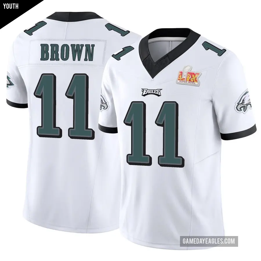Youth Philadelphia Eagles ＃11 A.J. Brown White Limited Vapor F.U.S.E. Super Bowl LIX Jersey