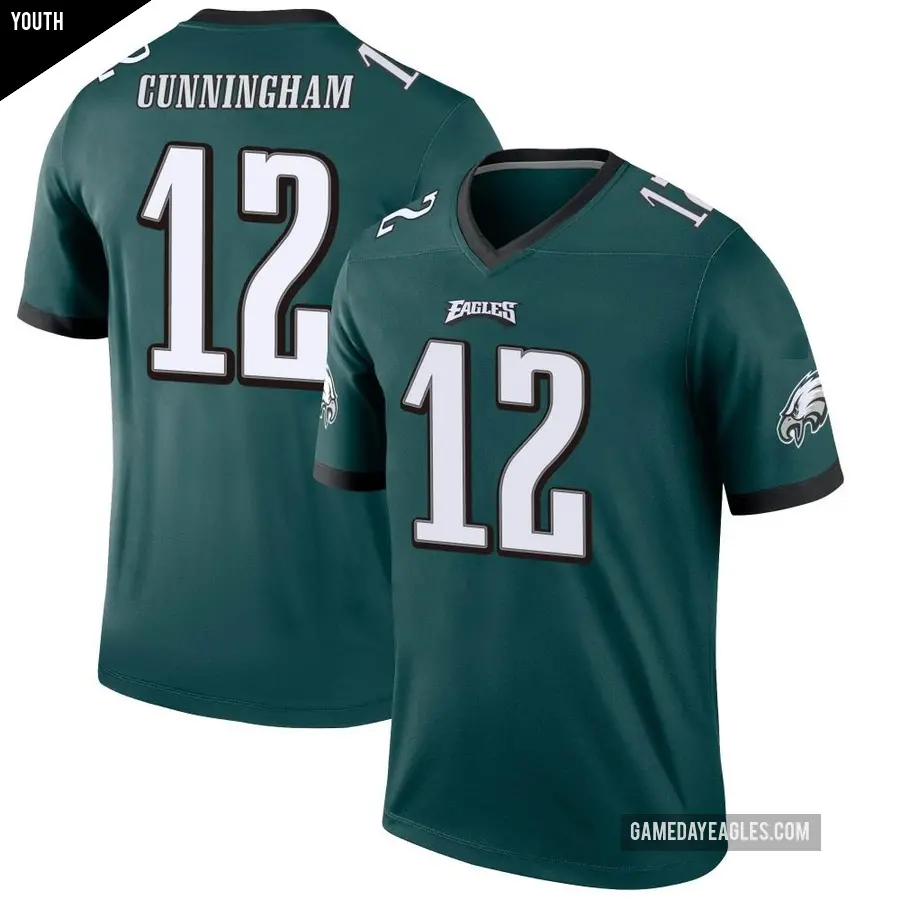 Youth Philadelphia Eagles ＃12 Randall Cunningham Green Legend Jersey