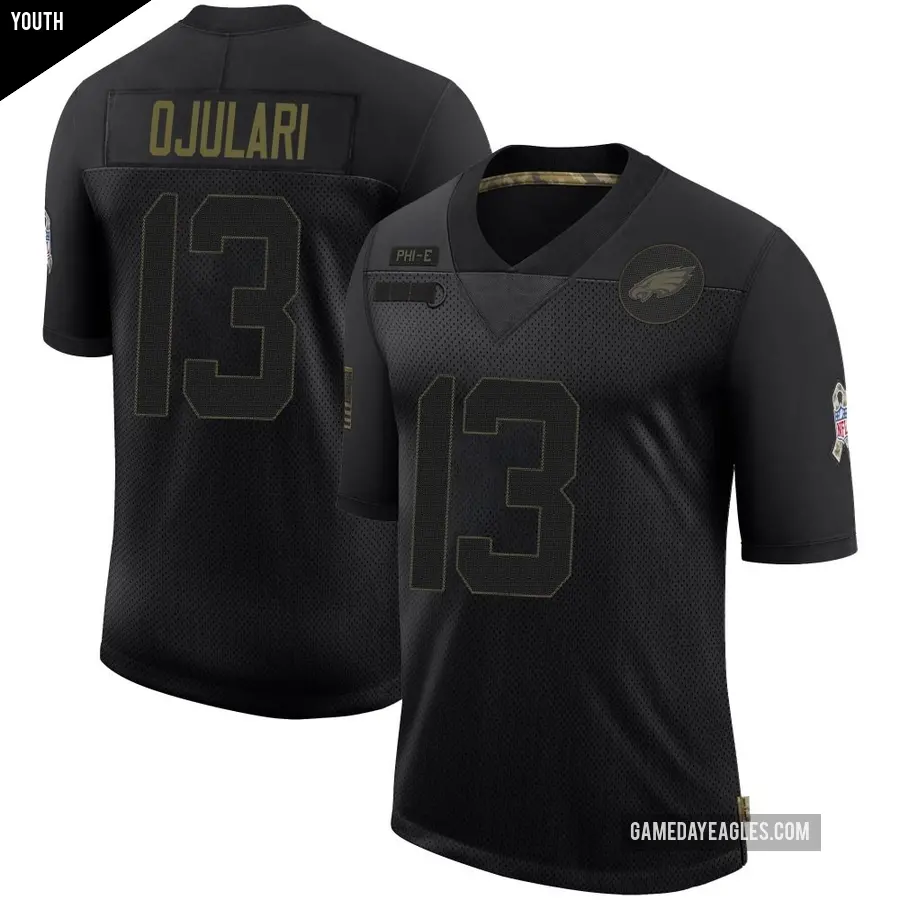 Youth Philadelphia Eagles ＃13 Azeez Ojulari Black Limited 2020 Salute To Service Jersey