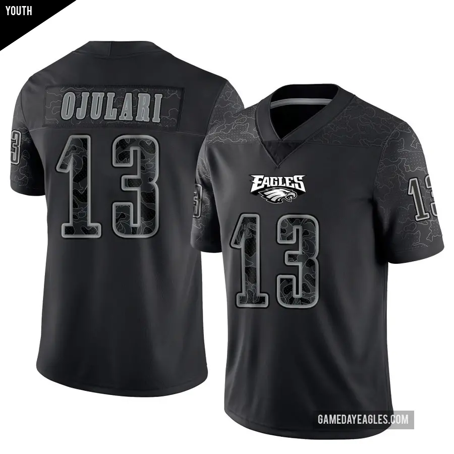 Youth Philadelphia Eagles ＃13 Azeez Ojulari Black Limited Reflective Jersey