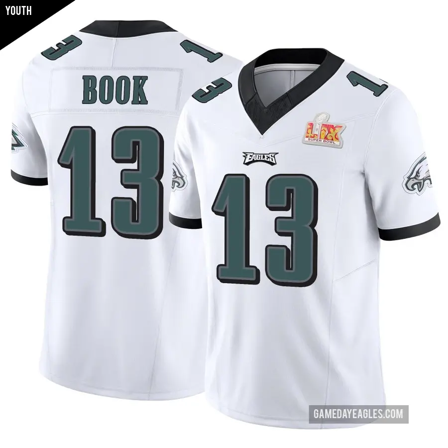 Youth Philadelphia Eagles ＃13 Ian Book White Limited Vapor F.U.S.E. Super Bowl LIX Jersey