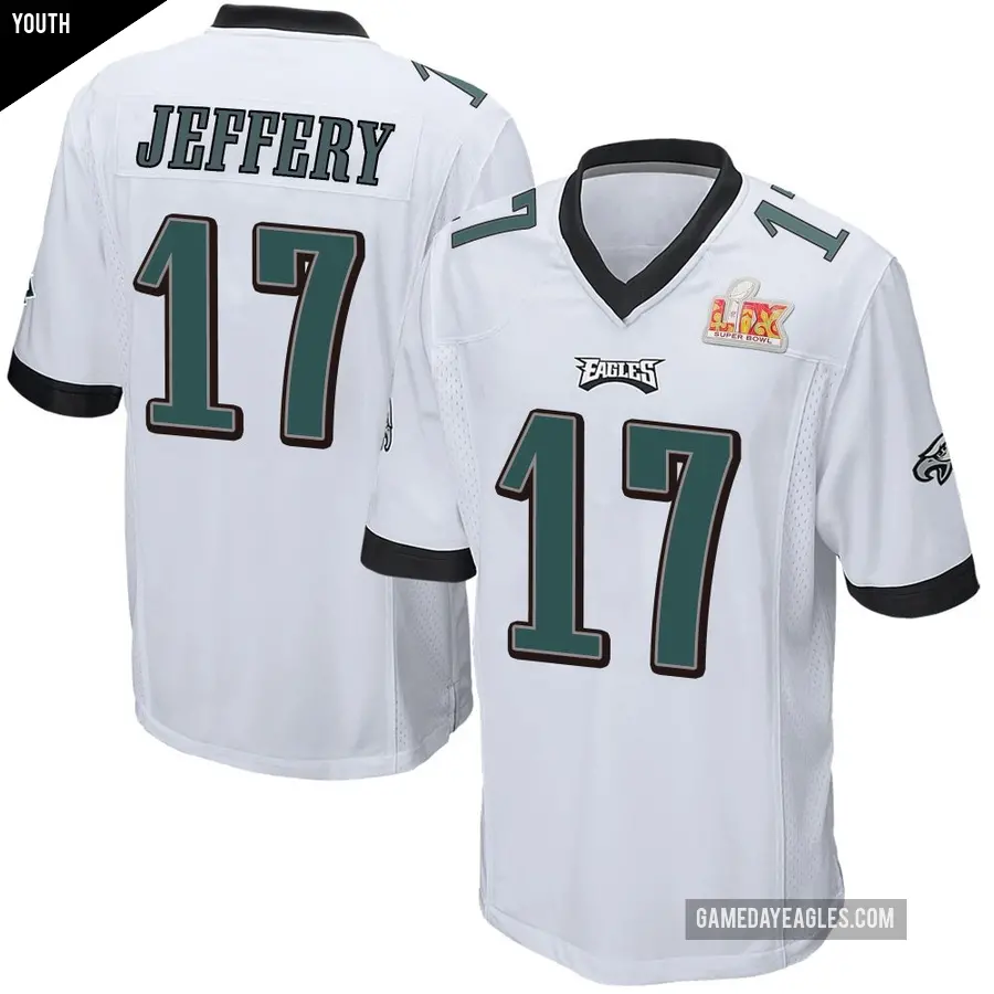 Youth Philadelphia Eagles ＃17 Alshon Jeffery White Game Super Bowl LIX Jersey