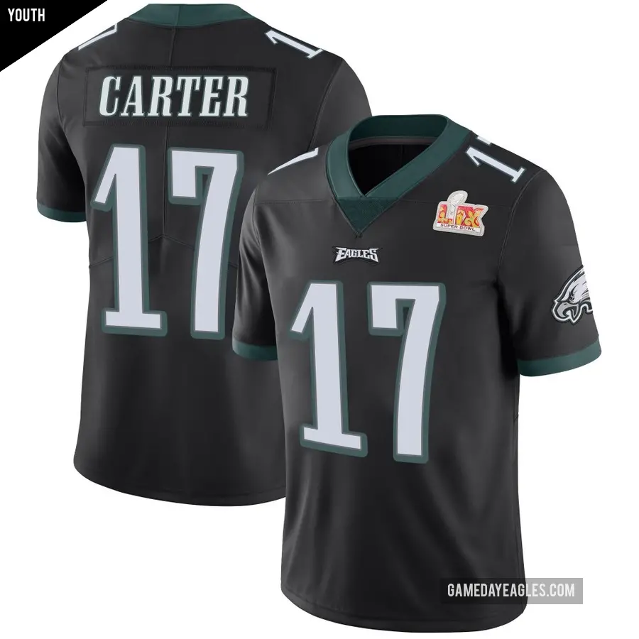 Youth Philadelphia Eagles ＃17 Cris Carter Black Limited Alternate Vapor Untouchable Super Bowl LIX Jersey