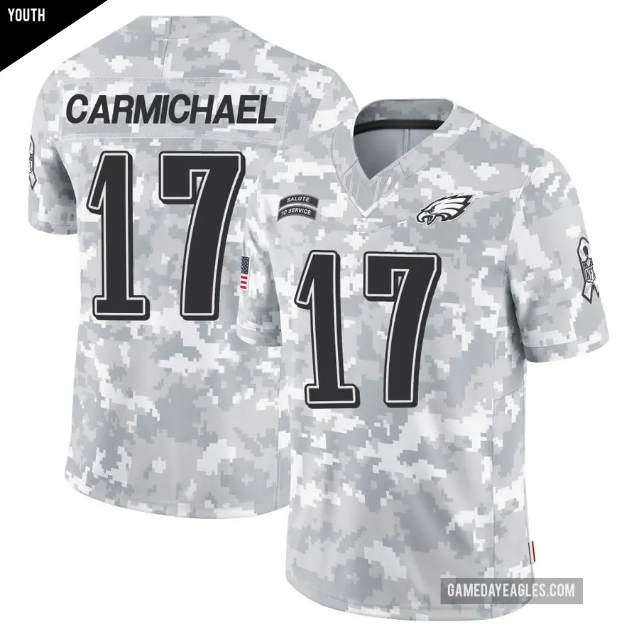 Youth Philadelphia Eagles ＃17 Harold Carmichael Arctic Camo Limited 2024 Salute to Service Jersey