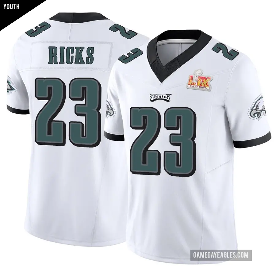 Youth Philadelphia Eagles ＃23 Eli Ricks White Limited Vapor F.U.S.E. Super Bowl LIX Jersey