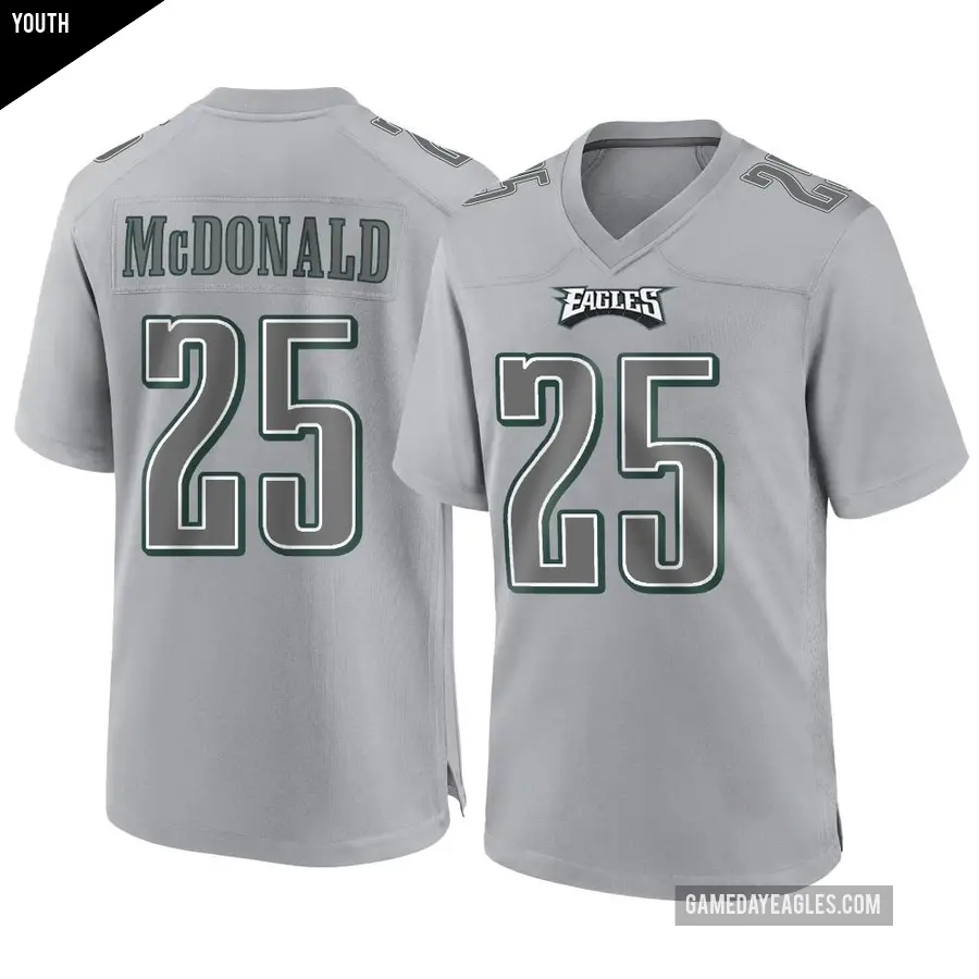 Youth Philadelphia Eagles ＃25 Tommy McDonald Gray Game Atmosphere Fashion Jersey