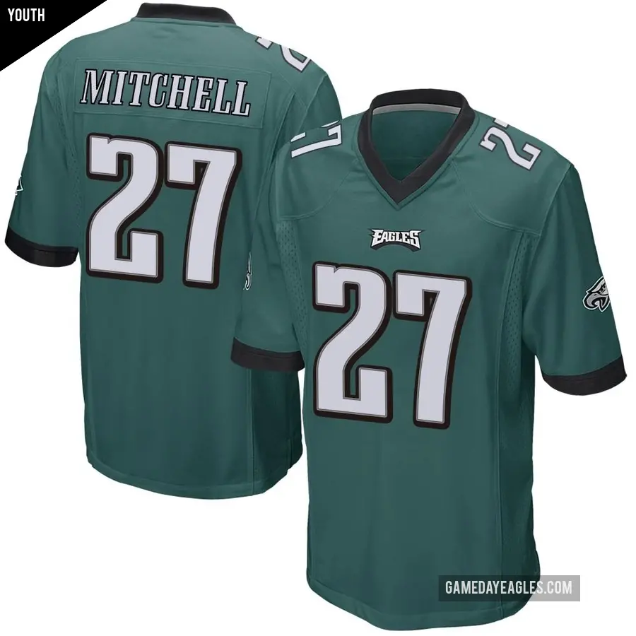 Youth Philadelphia Eagles ＃27 Quinyon Mitchell Green Game Team Color Jersey