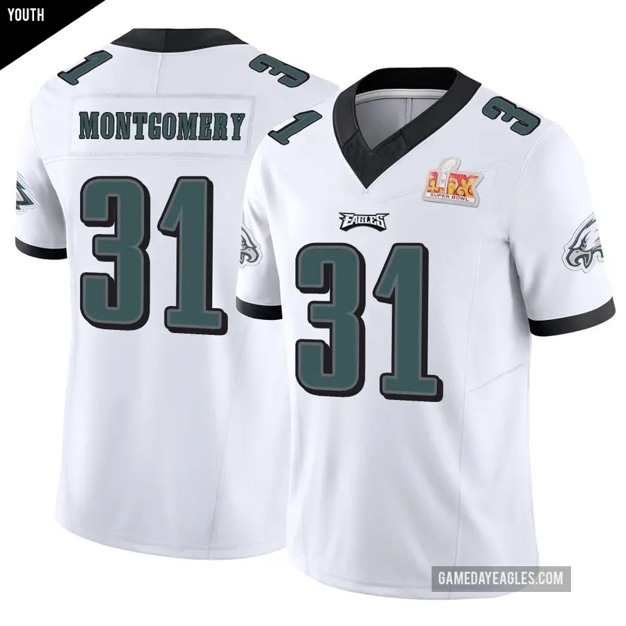 Youth Philadelphia Eagles ＃31 Wilbert Montgomery White Limited Vapor F.U.S.E. Super Bowl LIX Jersey