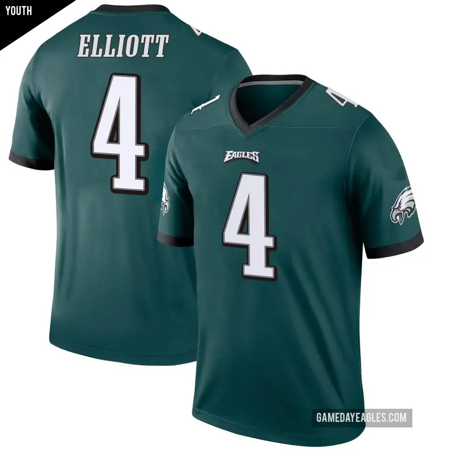 Youth Philadelphia Eagles ＃4 Jake Elliott Green Legend Jersey