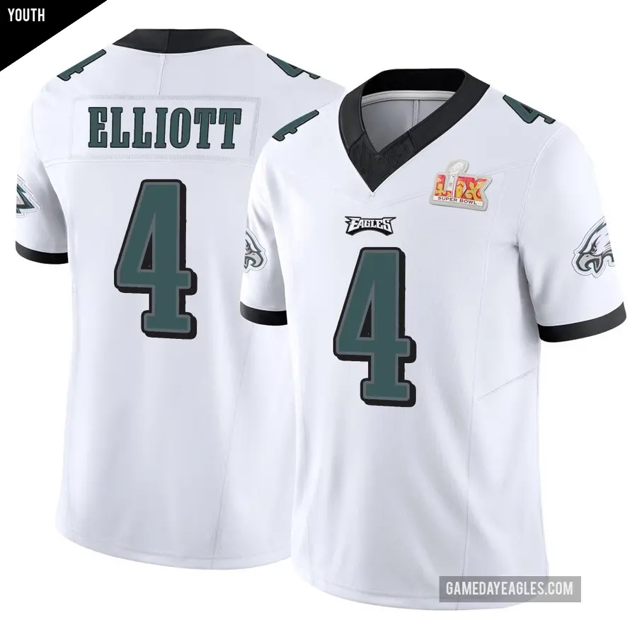 Youth Philadelphia Eagles ＃4 Jake Elliott White Limited Vapor F.U.S.E. Super Bowl LIX Jersey