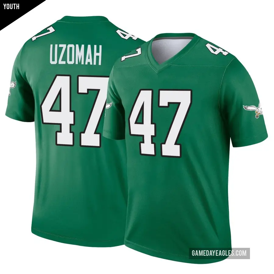 Youth Philadelphia Eagles ＃47 C.J. Uzomah Green Legend Kelly Alternate Jersey