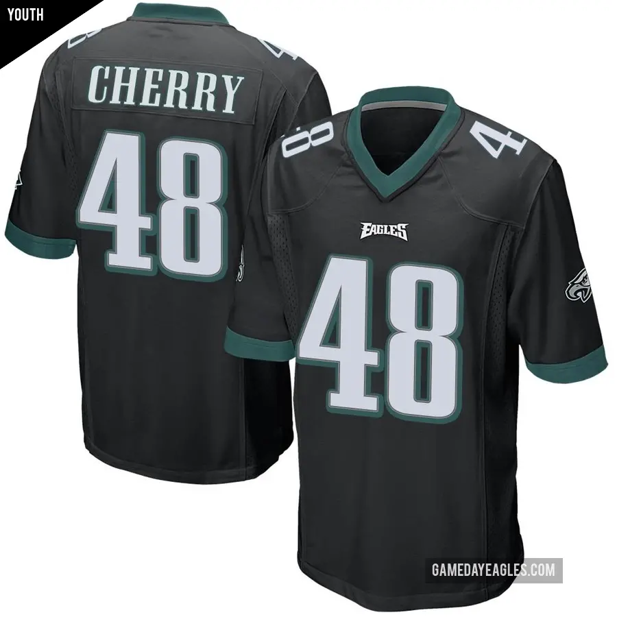 Youth Philadelphia Eagles ＃48 Don Cherry Black Game Alternate Jersey