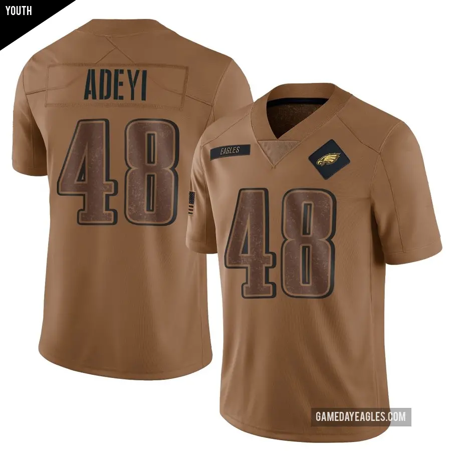 Youth Philadelphia Eagles ＃48 Ife Adeyi Brown Limited 2023 Salute To Service Jersey