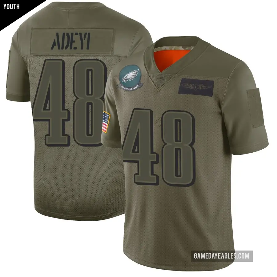Youth Philadelphia Eagles ＃48 Ife Adeyi Camo Limited 2019 Salute to Service Jersey