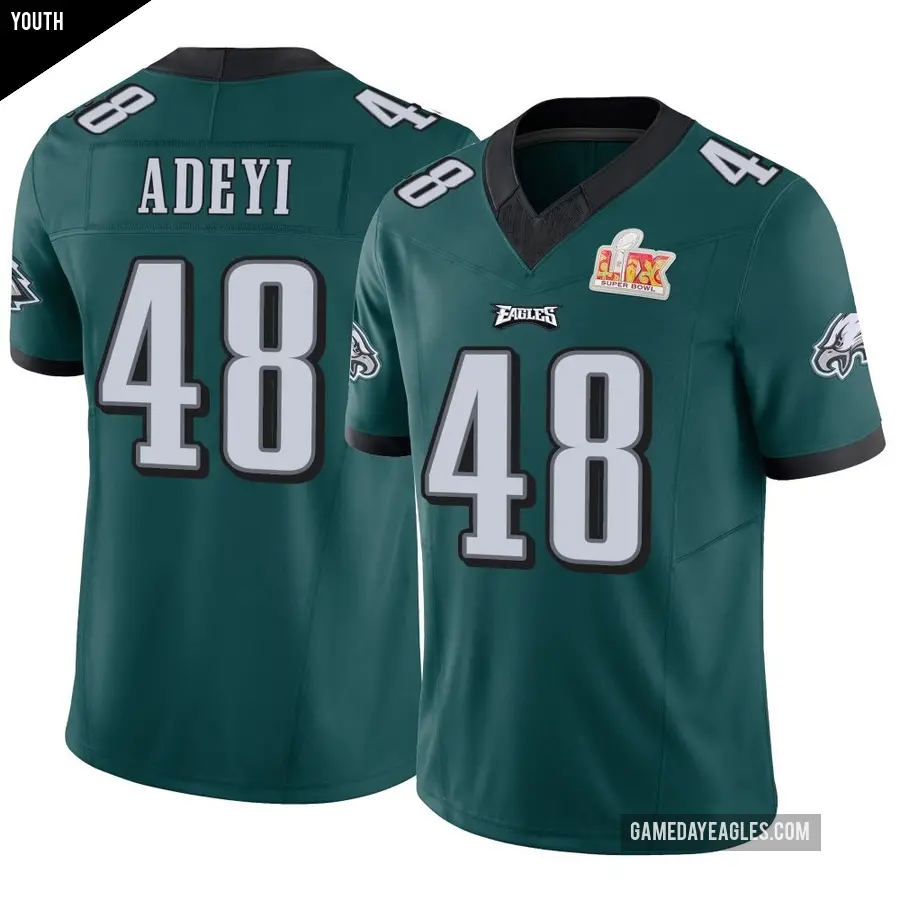 Youth Philadelphia Eagles ＃48 Ife Adeyi Green Limited Vapor F.U.S.E. Super Bowl LIX Jersey