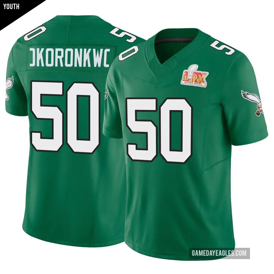 Youth Philadelphia Eagles ＃50 Ogbo Okoronkwo Green Limited Kelly Alternate Vapor F.U.S.E. Super Bowl LIX Jersey