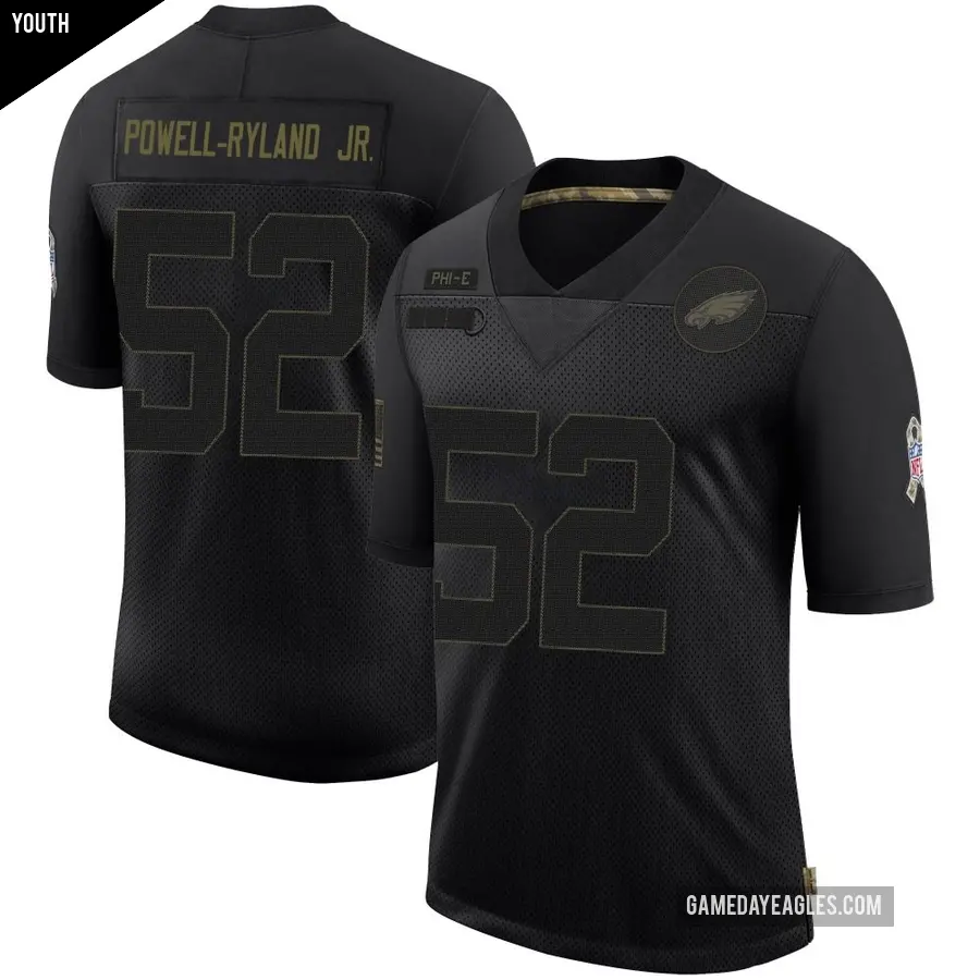 Youth Philadelphia Eagles ＃52 Antwaun Powell-Ryland Jr. Black Limited 2020 Salute To Service Jersey
