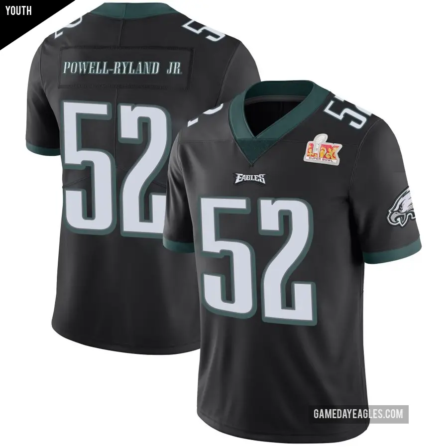 Youth Philadelphia Eagles ＃52 Antwaun Powell-Ryland Jr. Black Limited Alternate Vapor Untouchable Super Bowl LIX Jersey