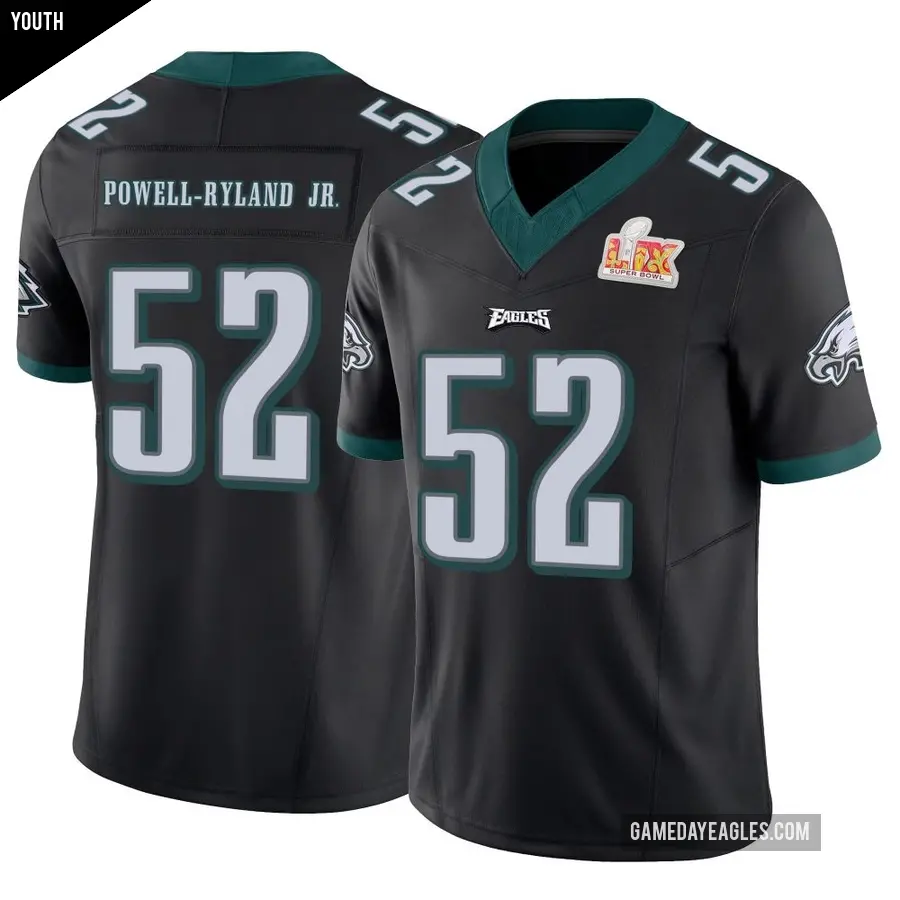 Youth Philadelphia Eagles ＃52 Antwaun Powell-Ryland Jr. Black Limited Vapor F.U.S.E. Super Bowl LIX Jersey