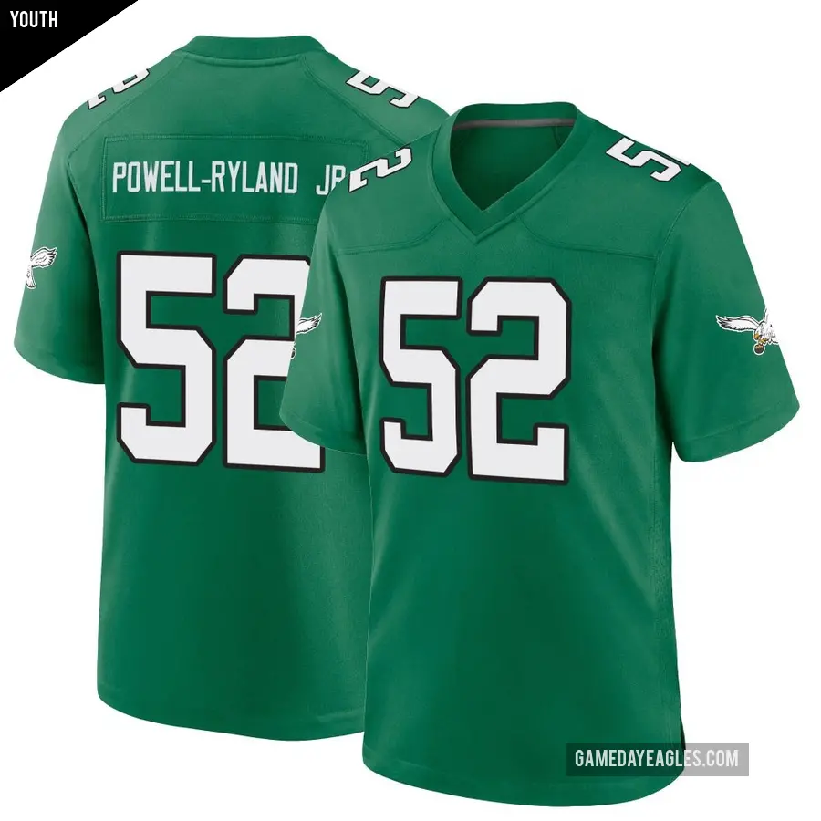 Youth Philadelphia Eagles ＃52 Antwaun Powell-Ryland Jr. Green Game Kelly Alternate Jersey