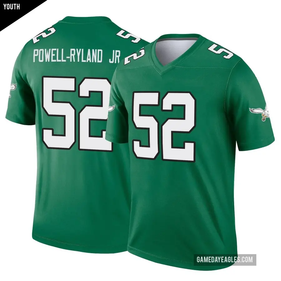 Youth Philadelphia Eagles ＃52 Antwaun Powell-Ryland Jr. Green Legend Kelly Alternate Jersey