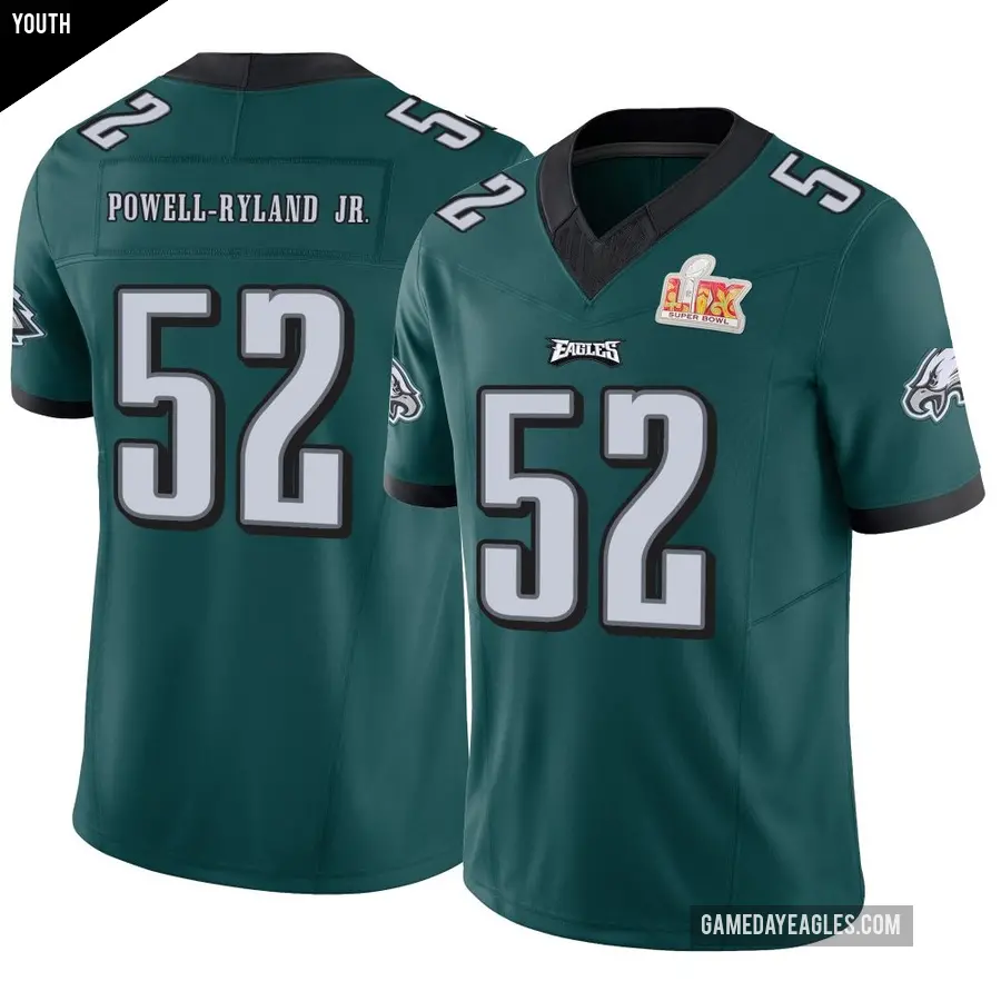 Youth Philadelphia Eagles ＃52 Antwaun Powell-Ryland Jr. Green Limited Vapor F.U.S.E. Super Bowl LIX Jersey