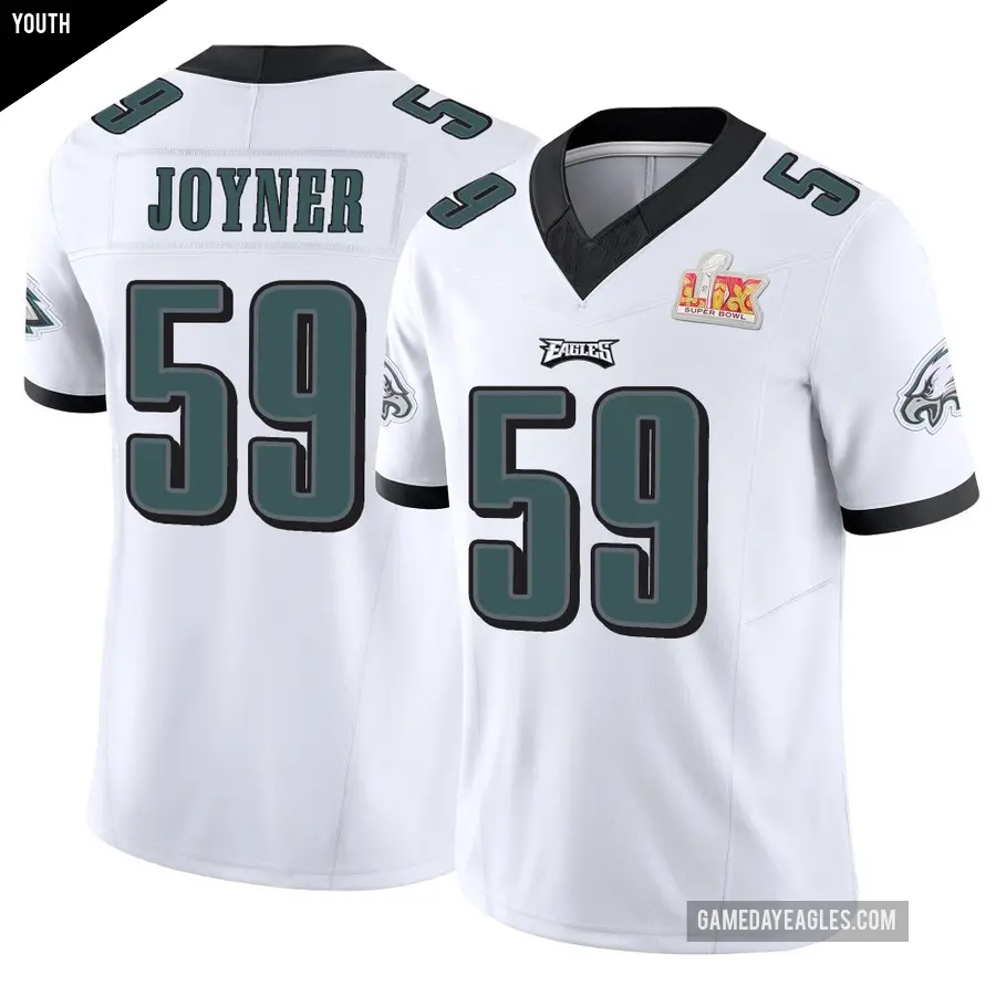 Youth Philadelphia Eagles ＃59 Seth Joyner White Limited Vapor F.U.S.E. Super Bowl LIX Jersey