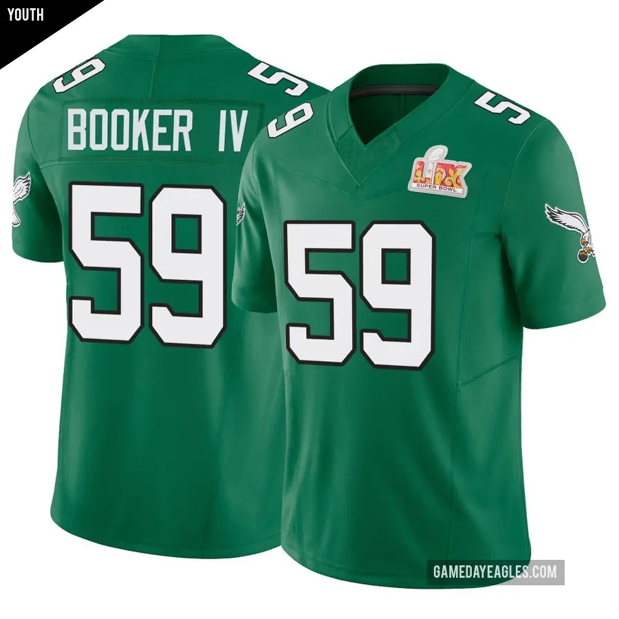 Youth Philadelphia Eagles ＃59 Thomas Booker IV Green Limited Kelly Alternate Vapor F.U.S.E. Super Bowl LIX Jersey