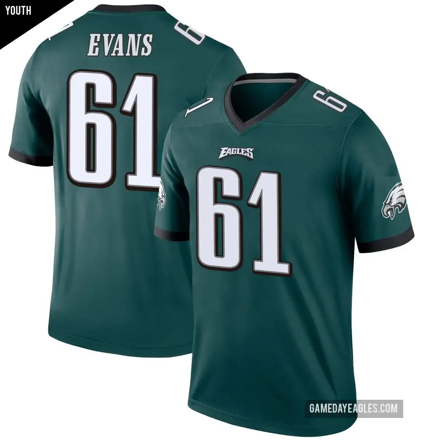 Youth Philadelphia Eagles ＃61 Joe Evans Green Legend Jersey