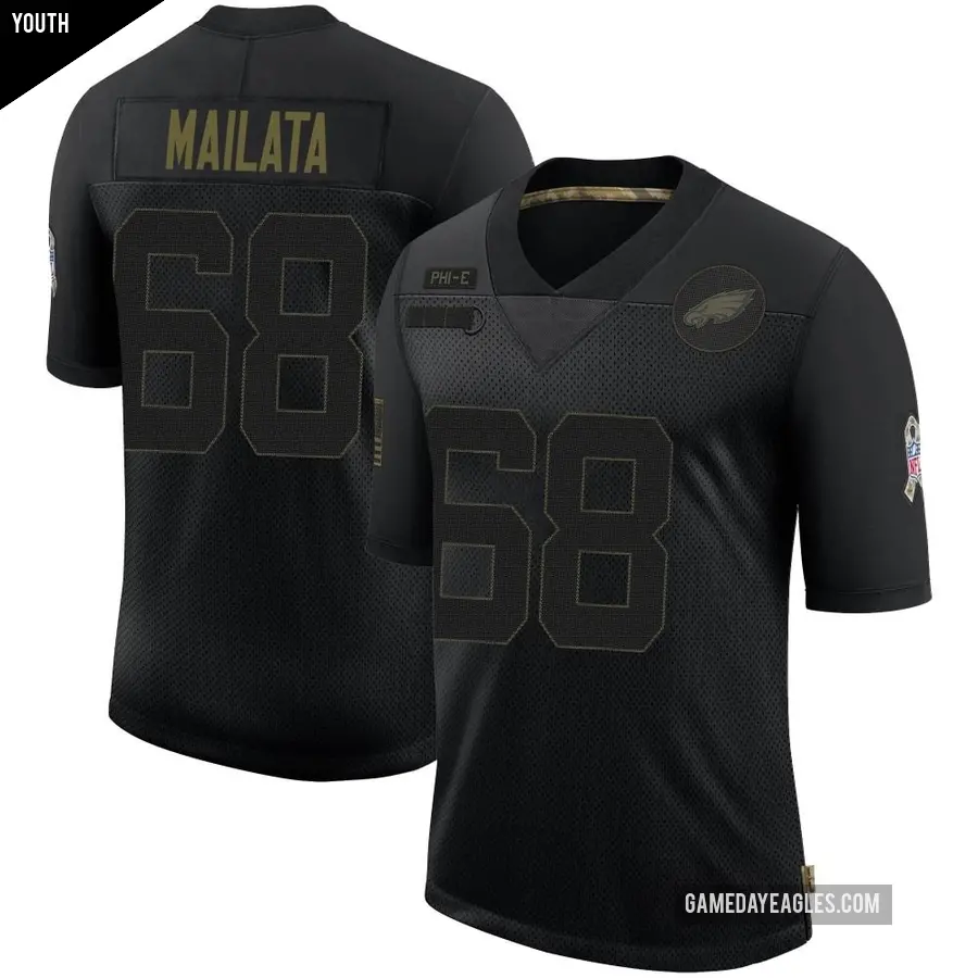 Youth Philadelphia Eagles ＃68 Jordan Mailata Black Limited 2020 Salute To Service Jersey