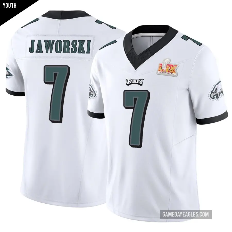 Youth Philadelphia Eagles ＃7 Ron Jaworski White Limited Vapor F.U.S.E. Super Bowl LIX Jersey