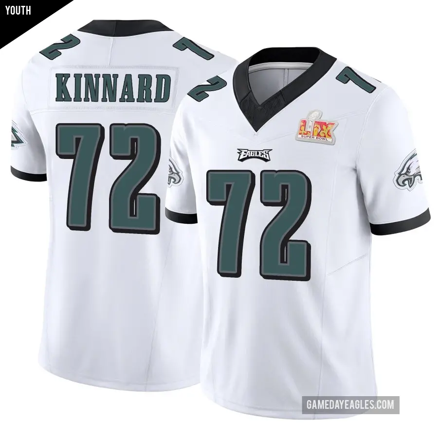 Youth Philadelphia Eagles ＃72 Darian Kinnard White Limited Vapor F.U.S.E. Super Bowl LIX Jersey