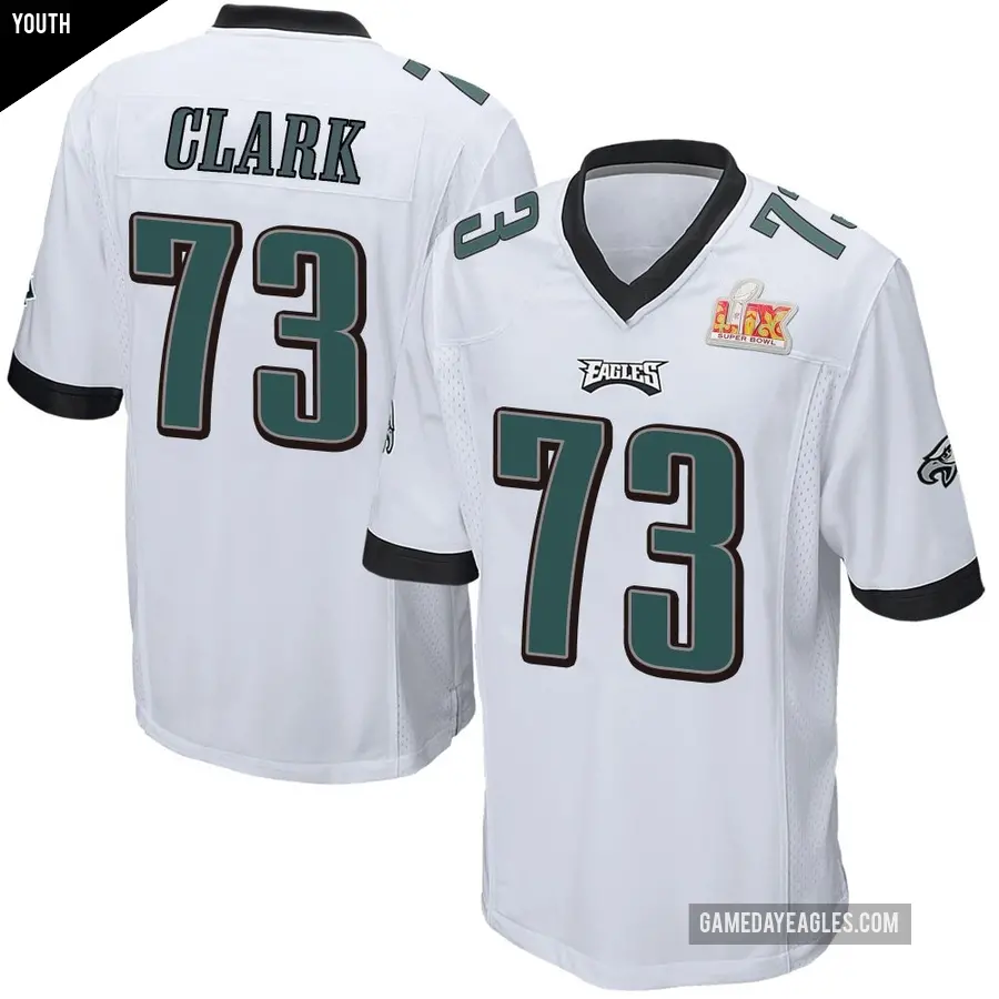 Youth Philadelphia Eagles ＃73 Le'Raven Clark White Game Super Bowl LIX Jersey