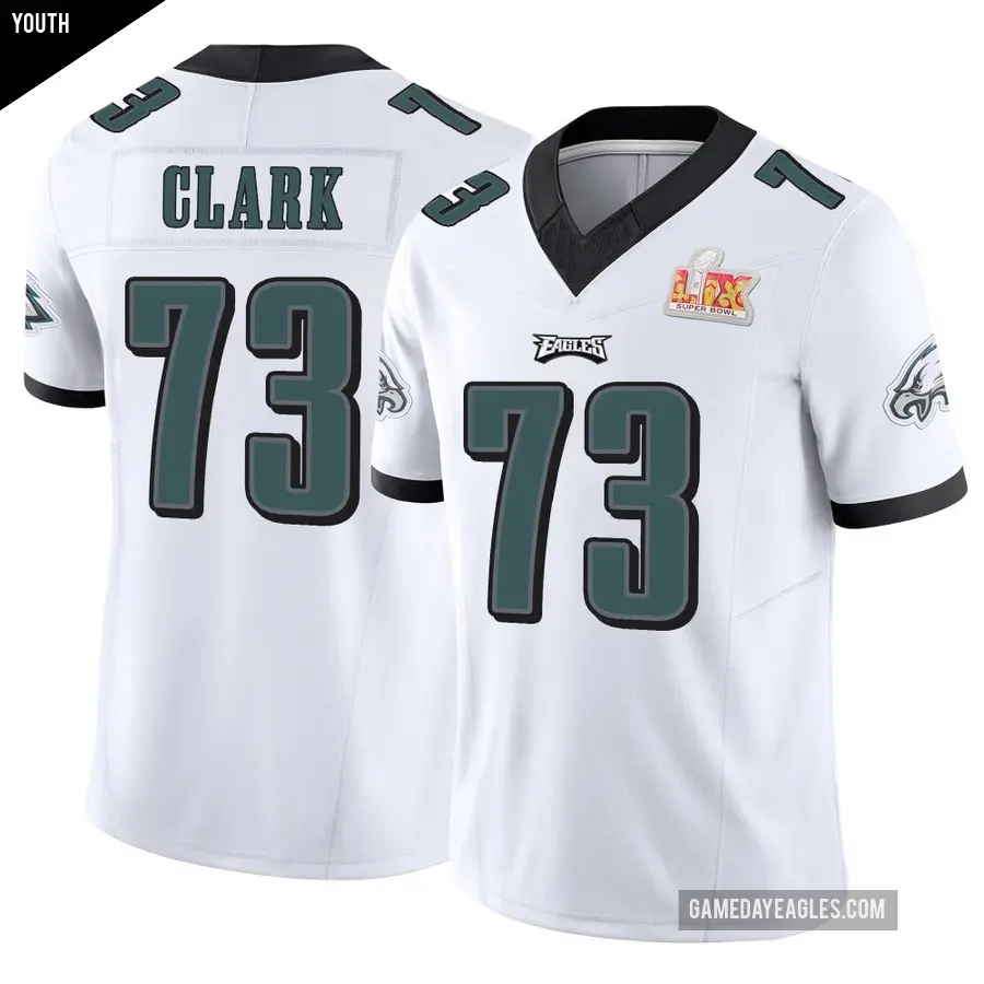 Youth Philadelphia Eagles ＃73 Le'Raven Clark White Limited Vapor F.U.S.E. Super Bowl LIX Jersey