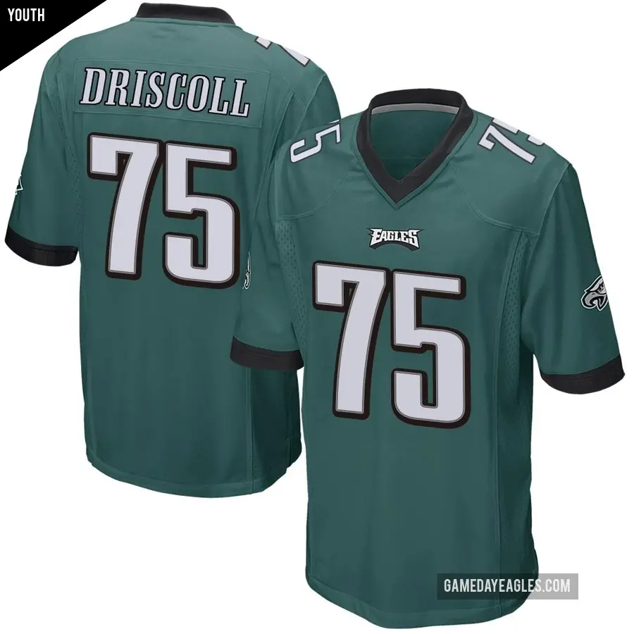 Youth Philadelphia Eagles ＃75 Jack Driscoll Green Game Team Color Jersey