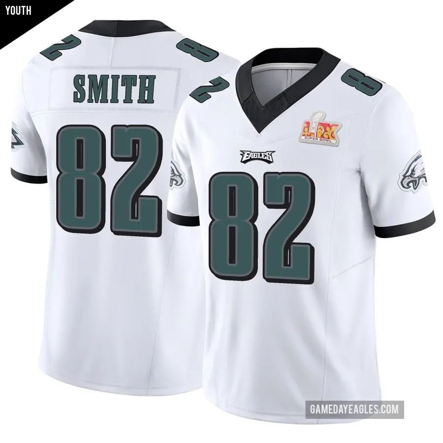 Youth Philadelphia Eagles ＃82 Ainias Smith White Limited Vapor F.U.S.E. Super Bowl LIX Jersey
