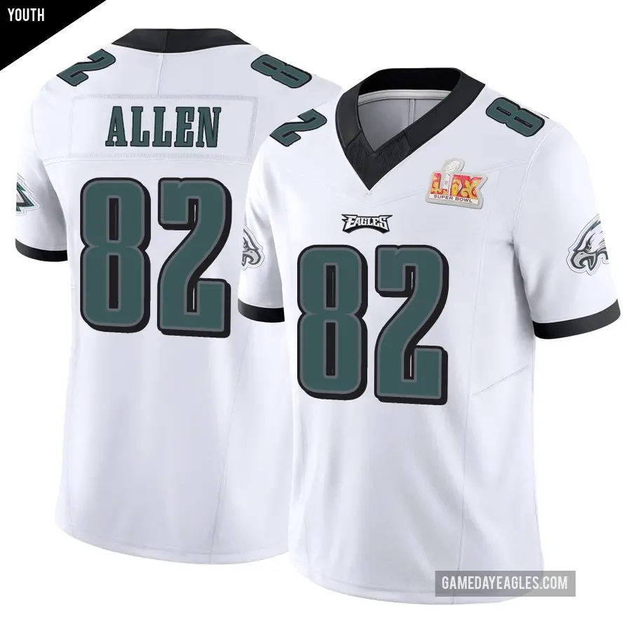 Youth Philadelphia Eagles ＃82 Devon Allen White Limited Vapor F.U.S.E. Super Bowl LIX Jersey