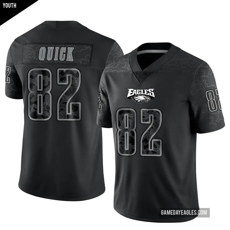 Youth Philadelphia Eagles ＃82 Mike Quick Black Limited Reflective Jersey