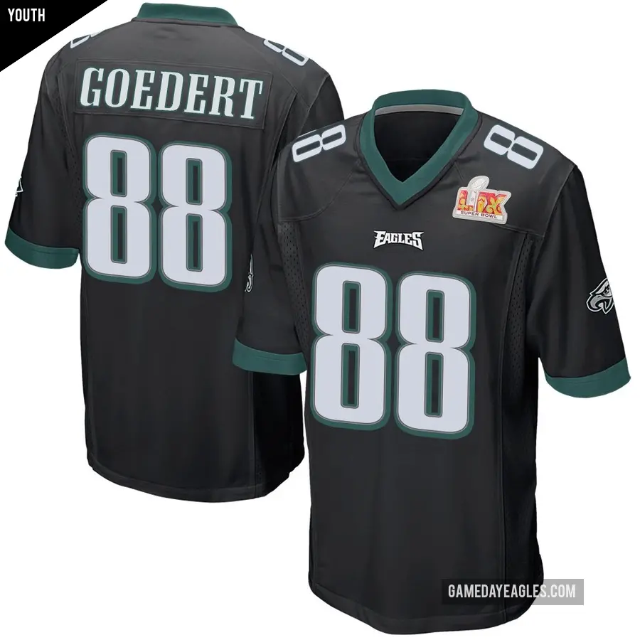Youth Philadelphia Eagles ＃88 Dallas Goedert Black Game Alternate Super Bowl LIX Jersey