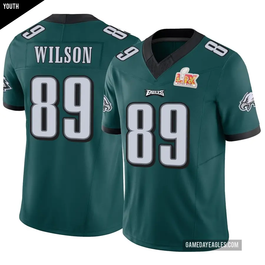 Youth Philadelphia Eagles ＃89 Johnny Wilson Green Limited Vapor F.U.S.E. Super Bowl LIX Jersey